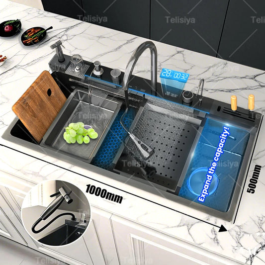 Stainless Steel Multifunctional Digital Display Kitchen Sink