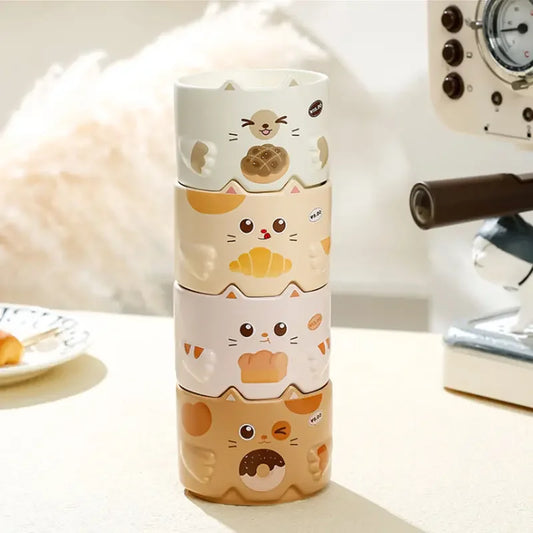 Cartoon Cat Ceramic Mug – 300ML Stackable Cute Coffee Cup