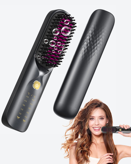 Cordless 2-in-1 Hair Straightening & Curling Brush