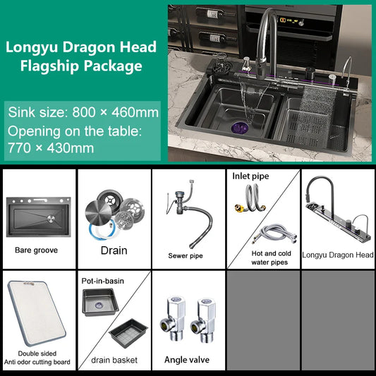 Stainless Steel Multifunctional Digital Display Kitchen Sink