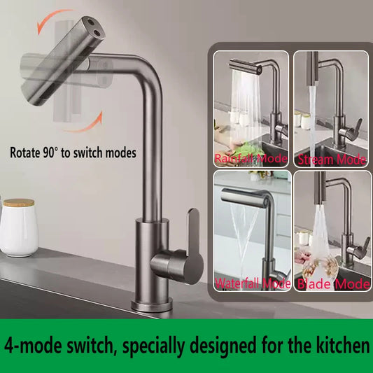 4 Modes - Waterfall Pull Out Kitchen Faucet