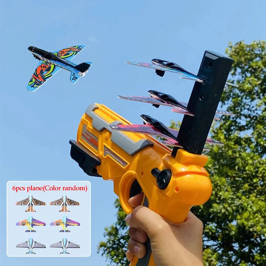 Toy Airplane Launcher Bubble Catapult with 6 Small Planes