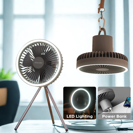 BreezePro Camping Fan with LED & Power Bank