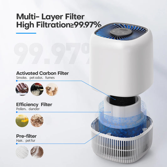Quiet Compact Air Purifier for Home & Pets
