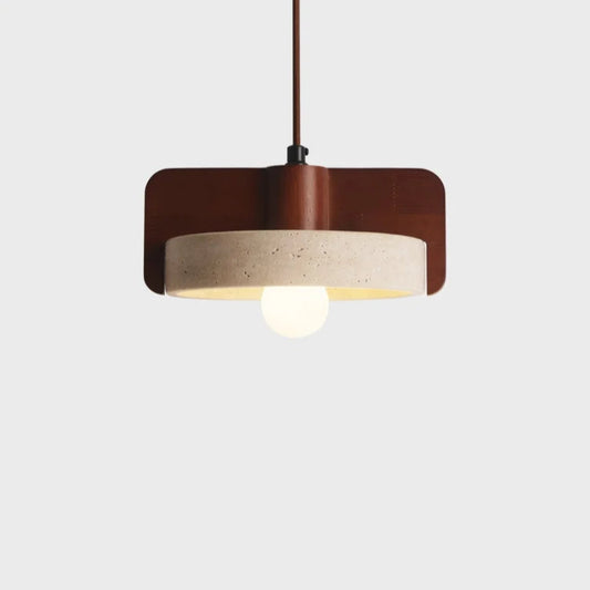 Mid Century Modern Yellow Travertine Pendant Light