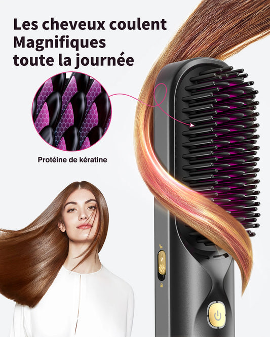 Cordless 2-in-1 Hair Straightening & Curling Brush