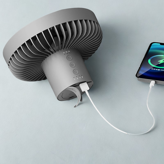 BreezePro Camping Fan with LED & Power Bank