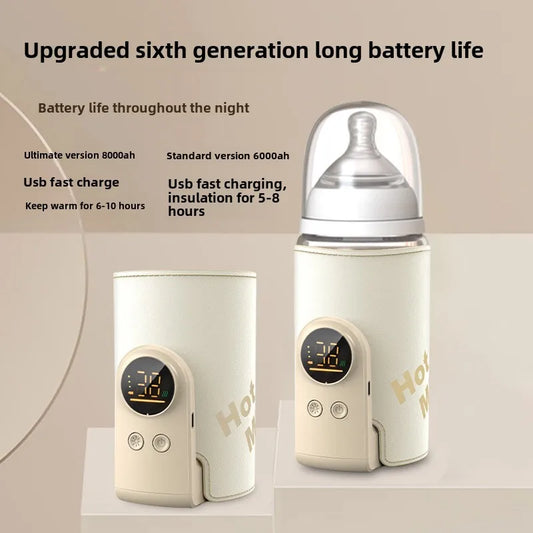 Wireless Rechargeable Bottle Warmer with LED Display 8000mAh