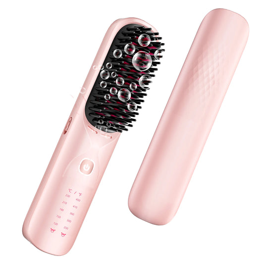 Cordless 2-in-1 Hair Straightening & Curling Brush