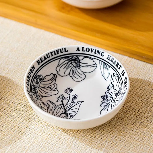 Retro Japanese Floral Ceramic Snack Dish