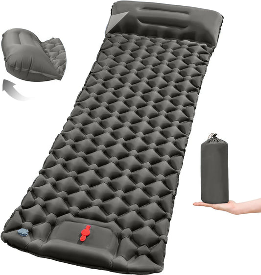 Ultralight Camping Sleeping Pad with Built-In Pump & Pillow