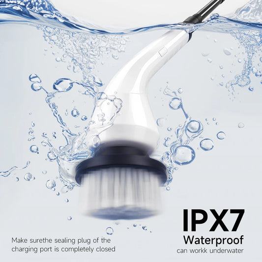 Electric Spin Scrubber with 8 Brush Heads & Extension Handle – Cordless