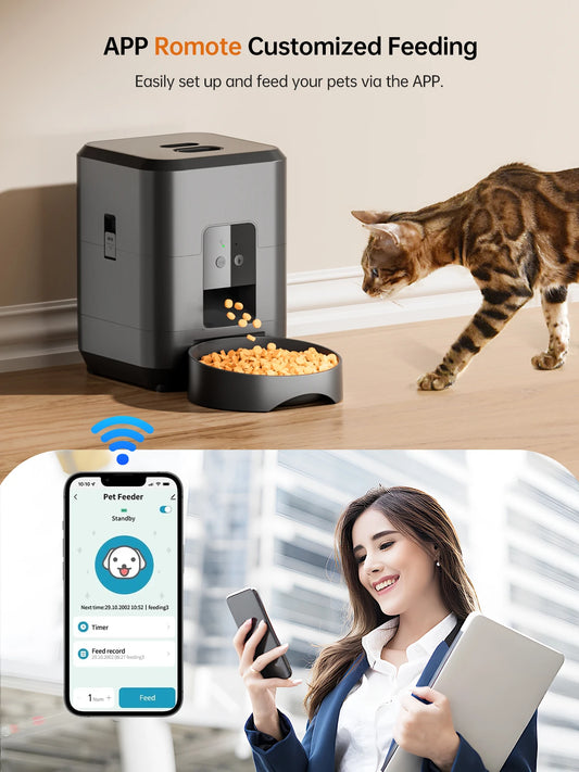 Automatic Pet Feeder with Portion Control and App Scheduling