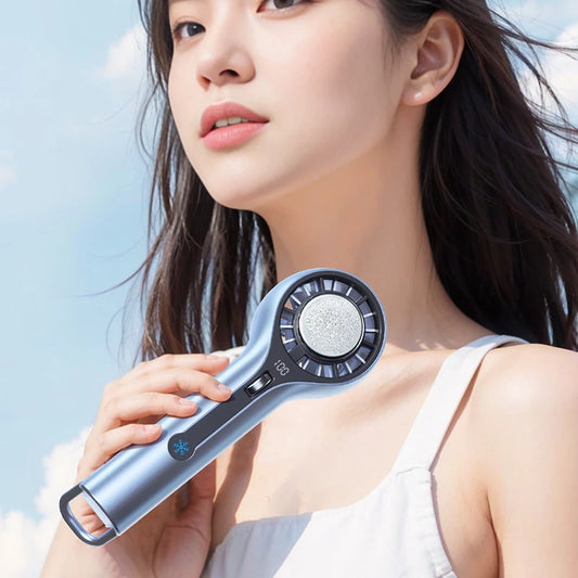 Portable Ice Cooling Handheld Fan with Digital Display – 3000mAh