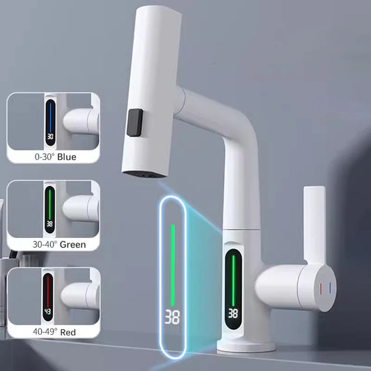 Waterfall Pull Out Kitchen Faucet Intelligent Digital Display