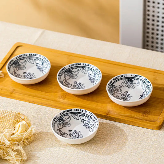 Retro Japanese Floral Ceramic Snack Dish