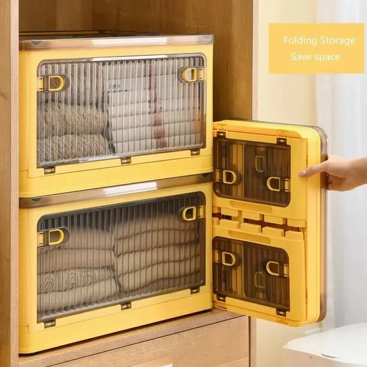 Foldable Transparent Storage Box – 45L with Wheels