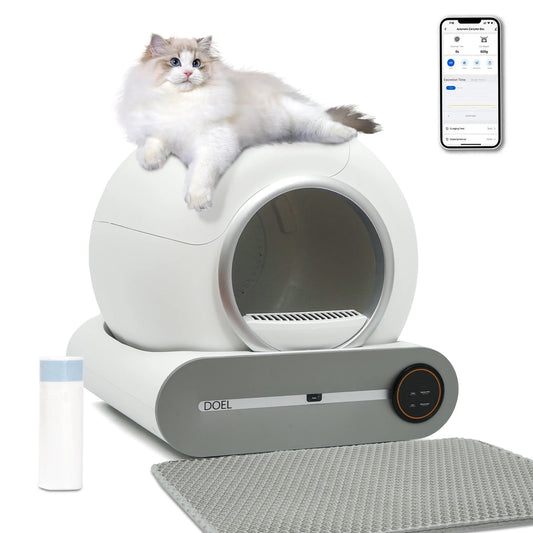 DOEL 65L Smart Self-Cleaning Cat Litter Box – App-Controlled, Odor-Free & Pet-Safe