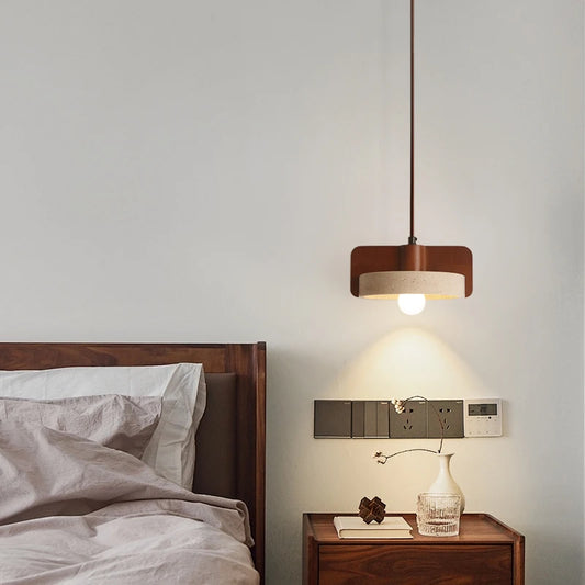 Mid Century Modern Yellow Travertine Pendant Light