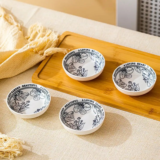 Retro Japanese Floral Ceramic Snack Dish