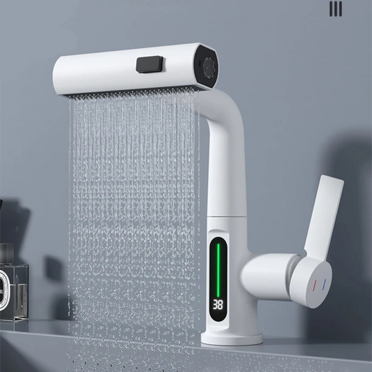 Waterfall Pull Out Kitchen Faucet Intelligent Digital Display